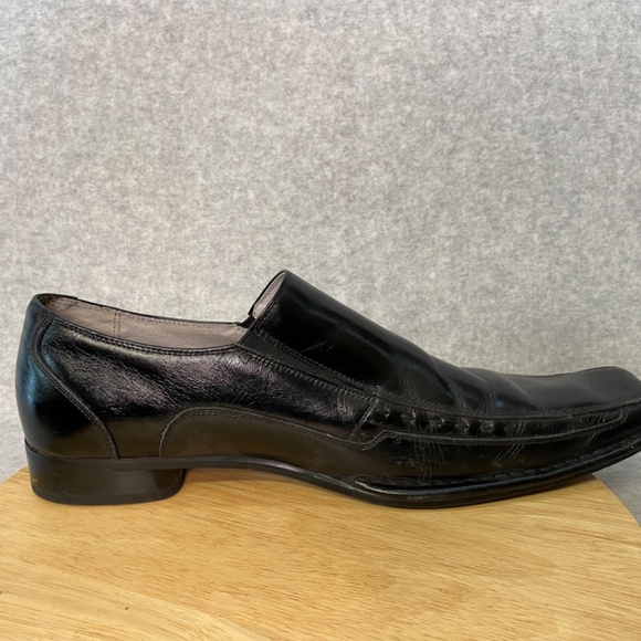 Stacy Adams Size 10M Black Leather Square Toe Slip On Loafer Shoes - Picture 12 of 16